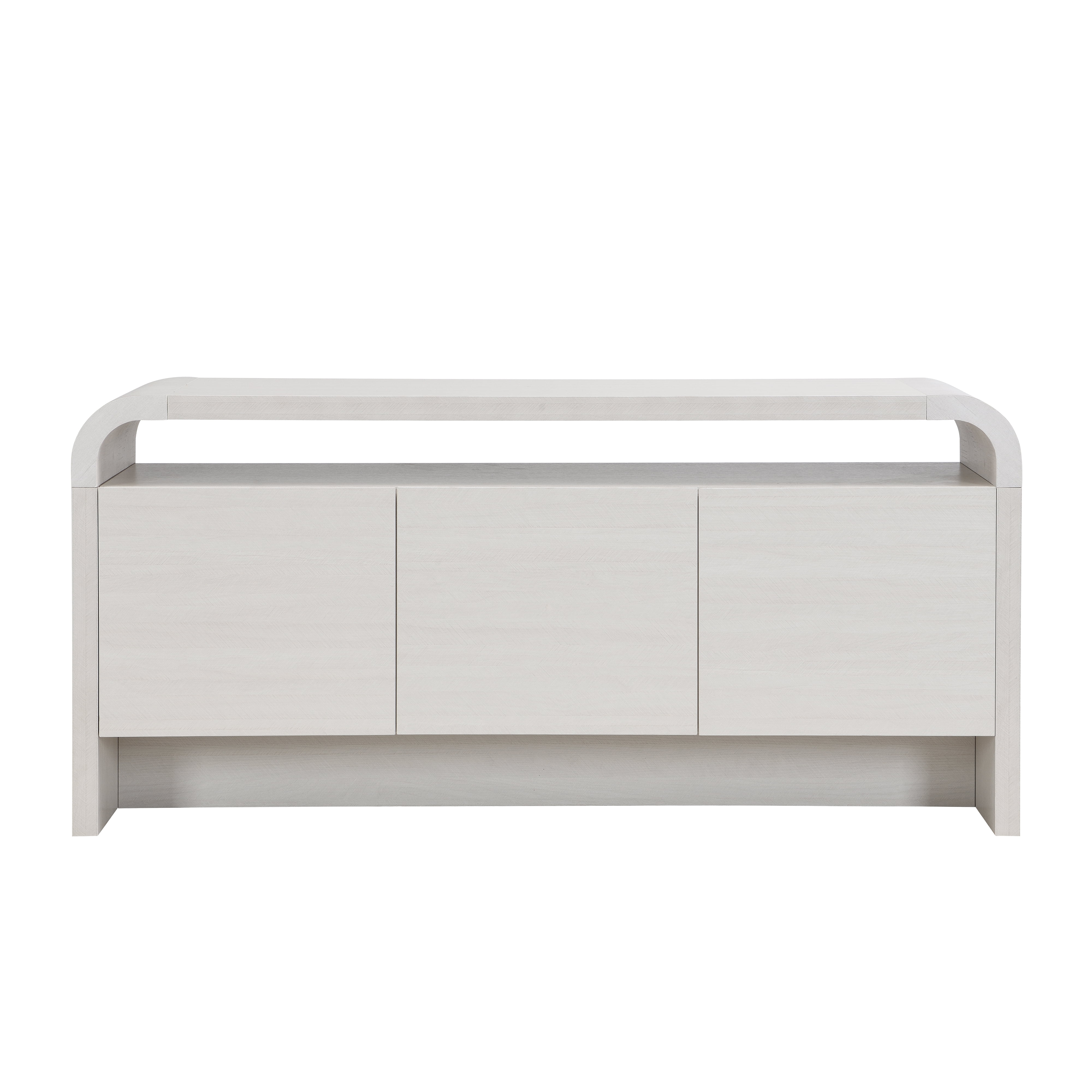 Euroco 59" Buffet Cabinet with Storage, Modern Sideboard Coffee Bar Cabinet with Open Shelf for Kitchen Living Room,White Oak