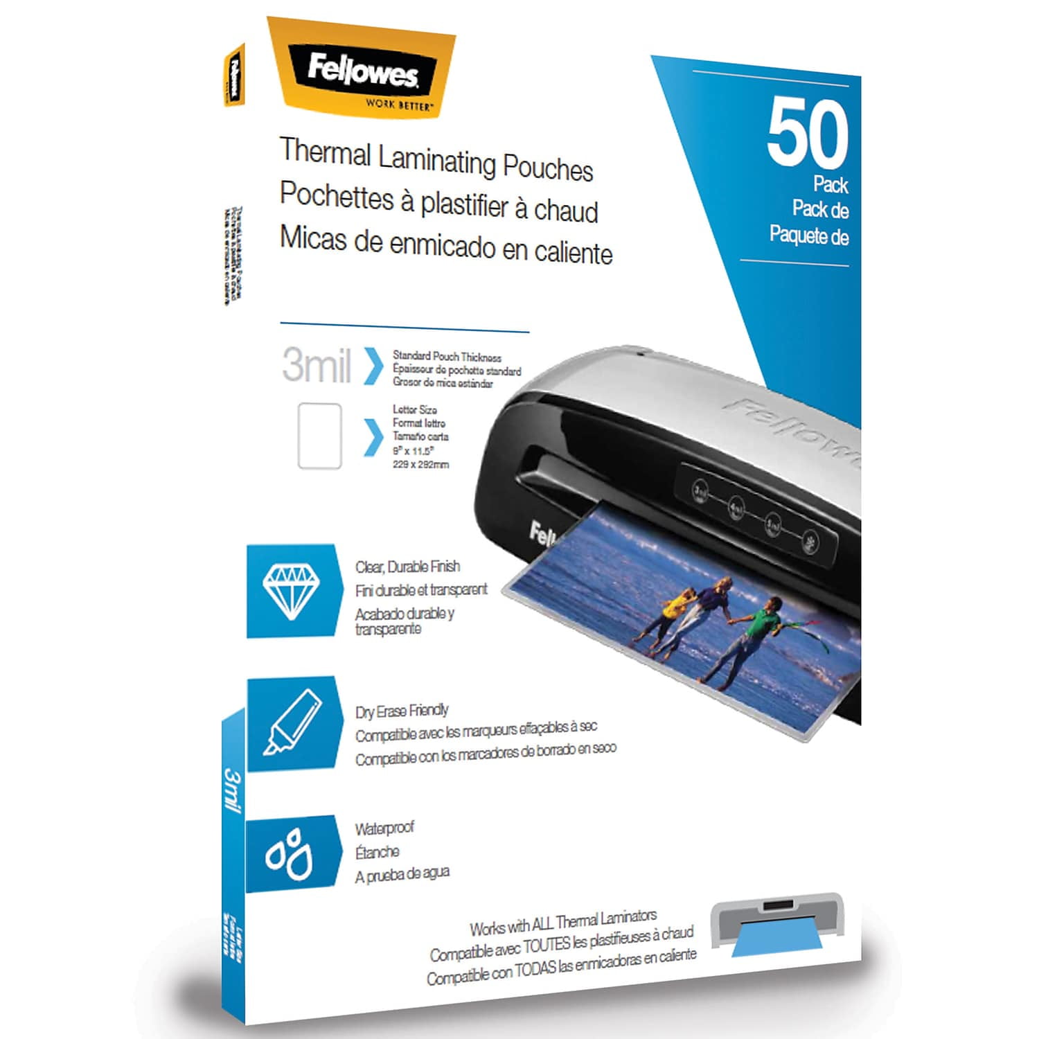 (10 pack) Fellowes Thermal Laminating Pouches - Letter, 3mil, 50 Pack
