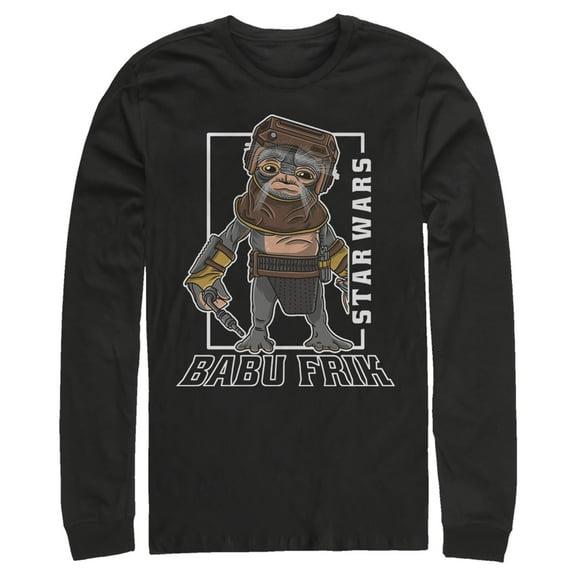 Men's Star Wars: The Rise of Skywalker Babu Frik Portrait Long Sleeve Shirt Black Medium