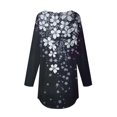 thumbnail image 5 of Women's Shirts Fashion Floral Print Long Blouses Casual Round Neck Loose Shirt Drop Shoulder Tunic Tops Spring Summer Long Sleeved Pullover Top Style 01 3XL, 5 of 5