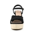 thumbnail image 5 of BLISSFUL STEP Women's Crisscross Fringe Strap Platform Espadrilles Wedge Heel Sandals Black 9, 5 of 7