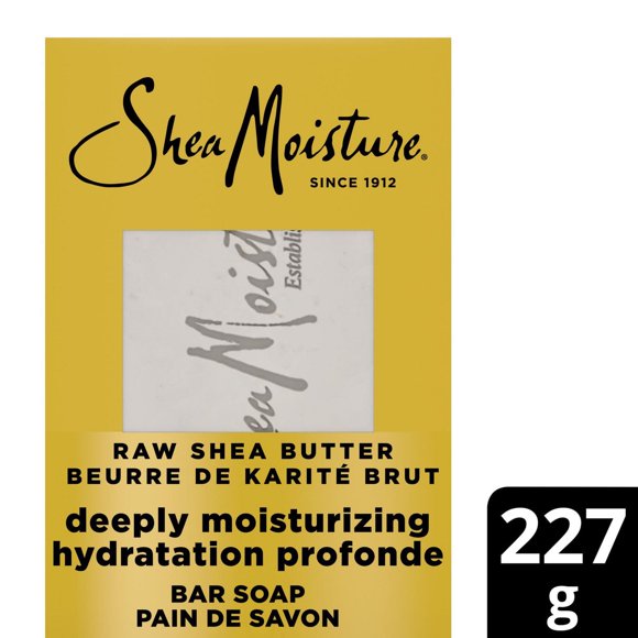 SheaMoisture Savon en Barre Hydrate et Restaure la Peau Sèche Beurre de Karité Brut avec des nutriments de karité hydratants pendant 24 heures pour une peau saine et éclatante