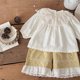 thumbnail image 5 of Pantalones de primavera y otoño para niñas de 0 a 3 años, pantalones de pierna ancha para bebés, pantalones de encaje Floral para niños pequeños, pantalones casuales sueltos simples para niños, 5 of 5