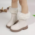 thumbnail image 4 of Cethrio Little Girls Thermal Booties, School Winter Non-slip Zipper Winter Shoes Beige Size 10(Little Kids), 4 of 6