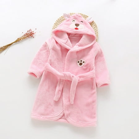 

Luxsea Toddler Kids Cartoon Hooded Plush Robe Animal Pajamas Flannel Bathrobe Children Sleepwear 130 Yards
