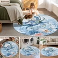 thumbnail image 5 of Coastal Blue Crab Round Area Rug 4 FT, Non Slip Indoor Outdoor Rug, Ocean Nautical Starfish Coral Wooden Washable Soft Circular Carpet Non-Shedding Floor Mat for Coffee Table Nursery Foyer Balcony, 5 of 8
