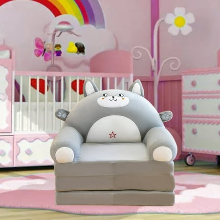 

Foldable Kids Sofa Backrest Armchair 2 In 1 Foldable Children Sofa Cute Cartoon Lazy Sofa Children Flip Open Sofa Bed For Living Room Bedroom Without Liner Filler Back Lumbar Dining Room Seat Cushions
