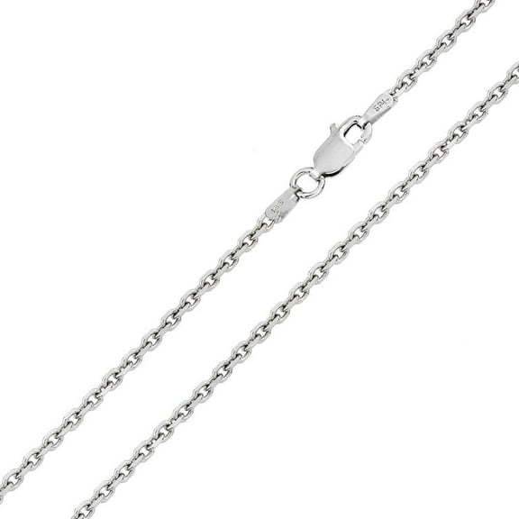 High Polished 925 Sterling Silver Diamond-Cut Cable Rolo 050 Chains 1.7mm 18" Jewelry Female Unisex