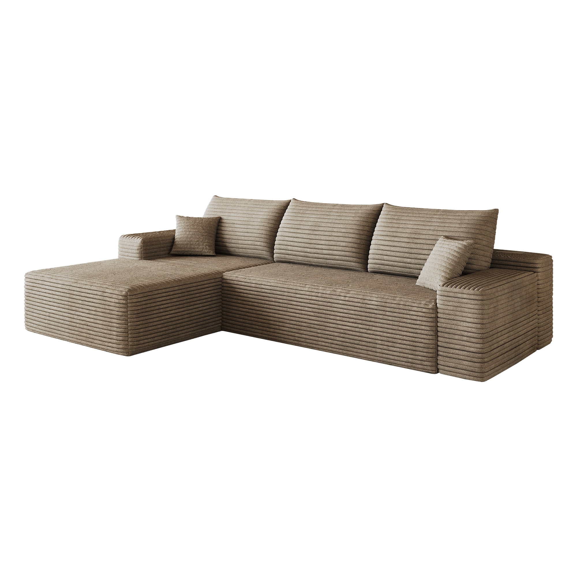 Cloud Sectional Couch 107-Inch with L-Shape Chaise and Deep Seat, Modular Sofa and Corner Couch for Living Room Bedroom, No Assembly Required, Camel