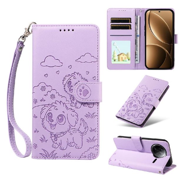 Funda Cartera GANGXUN con Diseño de Perrito en Relieve para Xiaomi POCO F7 Ultra , Protección 360° con Ranuras y Correa Desmontable