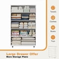 thumbnail image 3 of S-HOME Versatile 5-Drawer Dresser with Wheels  Wood Finish - Modern Storage Cabinet for Organizing Spaces, Gray, 3 of 13