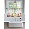 thumbnail image 3 of Sheer Curtains 54 Inch Length 2 Panels Set for Kitchen, Red Poppy Semi Sheer Curtains for Windows, Spring Farmhouse Country Flower Leaf Plant Voile Window Treatments Rod Pocket Curtain, 3 of 7