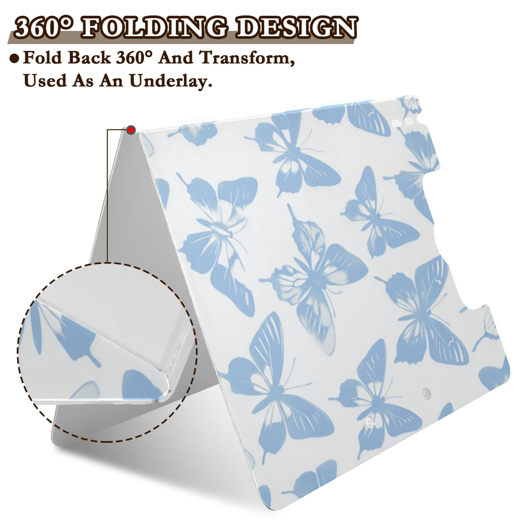 FORMRS A4 Clipboard Folder with Pen Holder Horizontal Foldable School Office Binder, Blue Butterfly