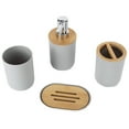 thumbnail image 3 of 4Pcs Bathroom Accessory Set Bamboo Waterproof Durable Gift Toothbrush Cup for Home HotelGrey, 3 of 8