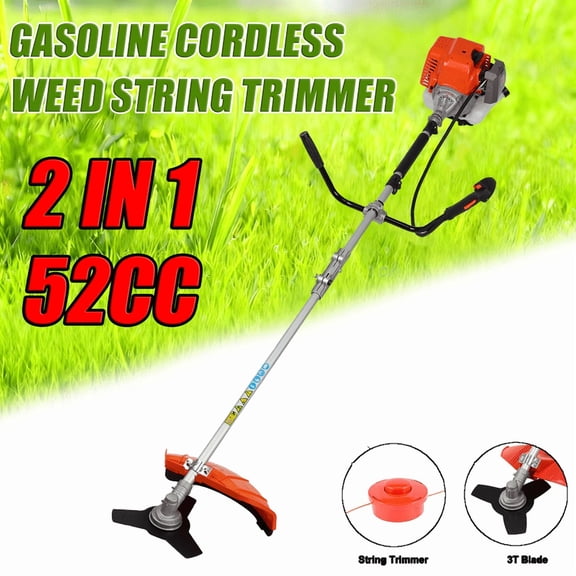 Floseru Gas String Trimmer | 2 in 1 Cordless String Trimmer | 52cc 2-Stroke Weed Wacker Gas Powered | Weed Eater| Gas Weed Eater | Grass Trimmer | 10'' Brush Cutter & Shoulder Strap Included