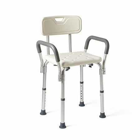 Padded Vinyl Shower Chair - Medline Shower Chair Bath Seat with Padded Armrests and Back, Supports up to 350 lbs