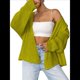 thumbnail image 2 of Cárdigan de Punto Holgado para Mujer, Cárdigan Informal de Color Liso Verde M, 2 of 7