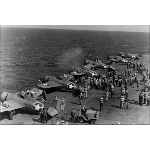 24"x36" Gallery Poster, F4F-4 Wildcat VF-9 and VF-41, USS Ranger (CV-4) 1942