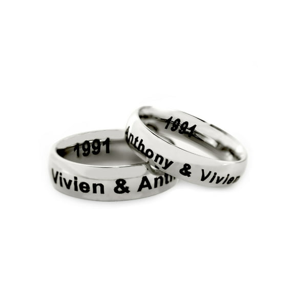 Personalized Stainless Steel Couples Spinner Ring for Her