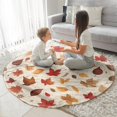 thumbnail image 3 of Autumn Fall Leaves Pattern Round Blanket,Comfortable Soft Flannel Throw Blanket,All Season,Warm Lightweight Blankets for Sofa Bed Couch Living Room Chair 60"x60", 3 of 5