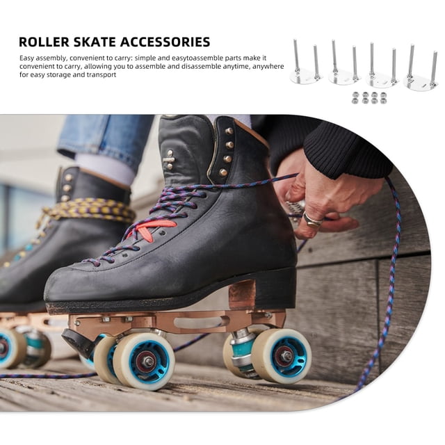 CRILSTYLEO 4Pcs Plated Silver Roller Skate Installation Bracket Plates with Shock Absorbing Hardware for Versatile Use