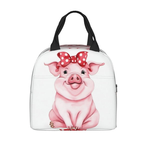 PrelerDIY Cute Pink Pig Lunch Box Insulated Meal Bag Lunch Bag Reusable Snack Bag Food Container For Boys Girls Men Women School Work Travel Picnic