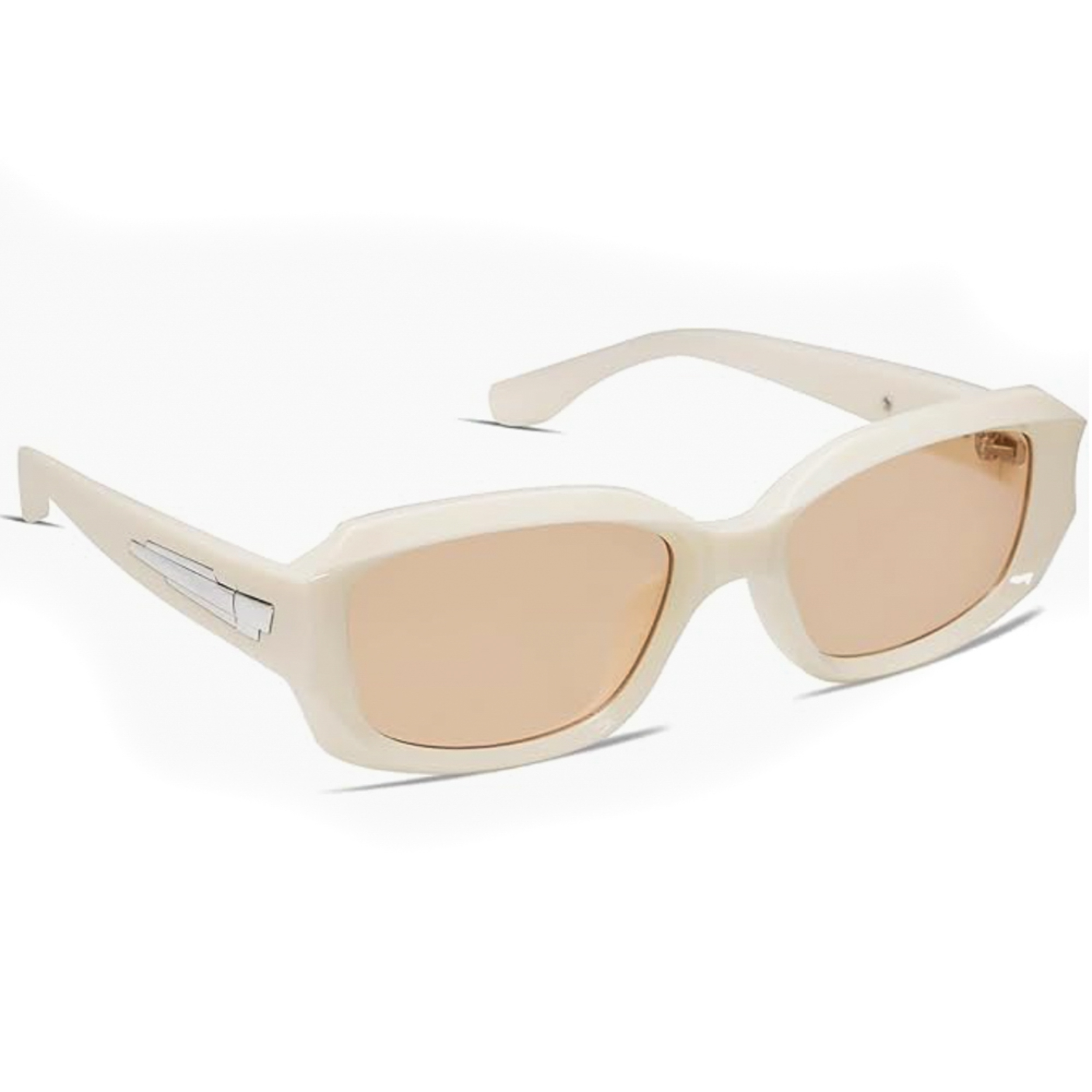 Trendy Rectangle Matte Beige Sunglasses Women Men Retro Square Fashion Shades Beige Thick Square Frame Retro Trendy Rectangle Women Men UV  main image 3