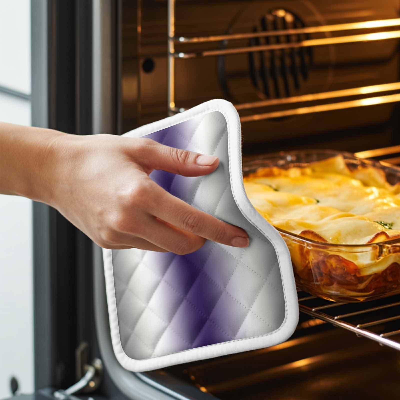 Gray Purple Pot Holders for Kitchen Heatproof Potholder, 3 Pack Modern Gradient Geometric Hot Pads Multipurpose Oven Pads Cloth Potholders Trivet for Cooking Baking