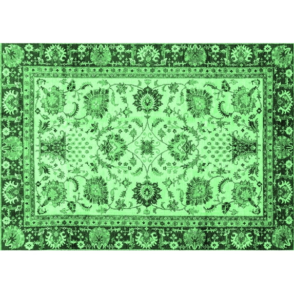 Ahgly Company Indoor Rectangle Oriental Emerald Green Traditional Area Rugs, 2' x 3'