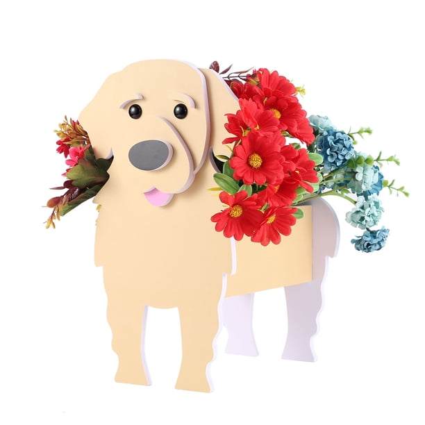 Cesta de flores para perros de dibujos animados, regalos de Navidad, animales de PVC en maceta para interiores y exteriores