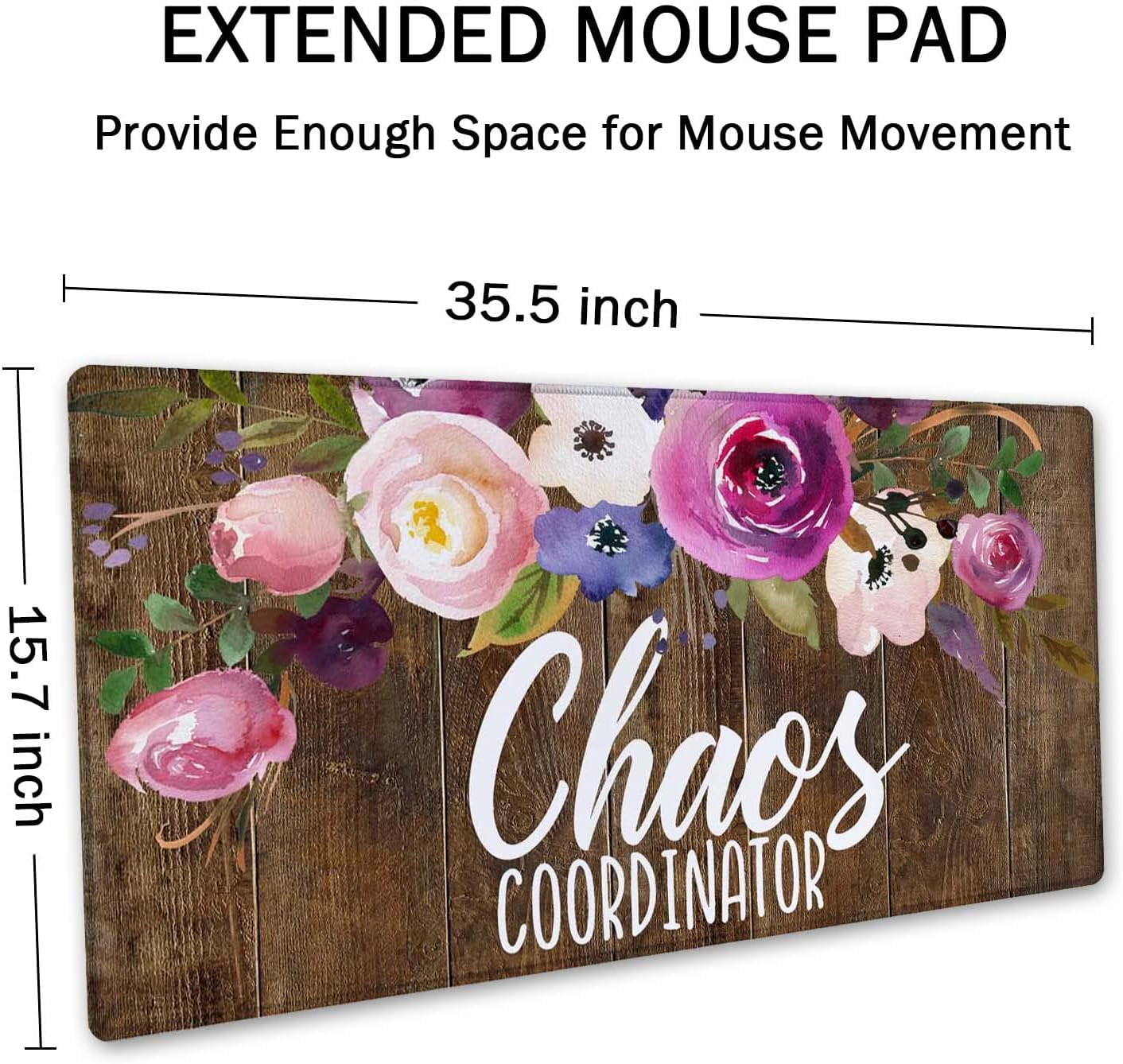 Large Mouse Pad, Full Desk XXL Extended Gaming Mouse Pad 35.4" X 15.7", Waterproof Desk Mat Stitched Edges, Non-Slip Laptop Computer Mousepad for Office and Home, Chaos Coordinator Funny Quote