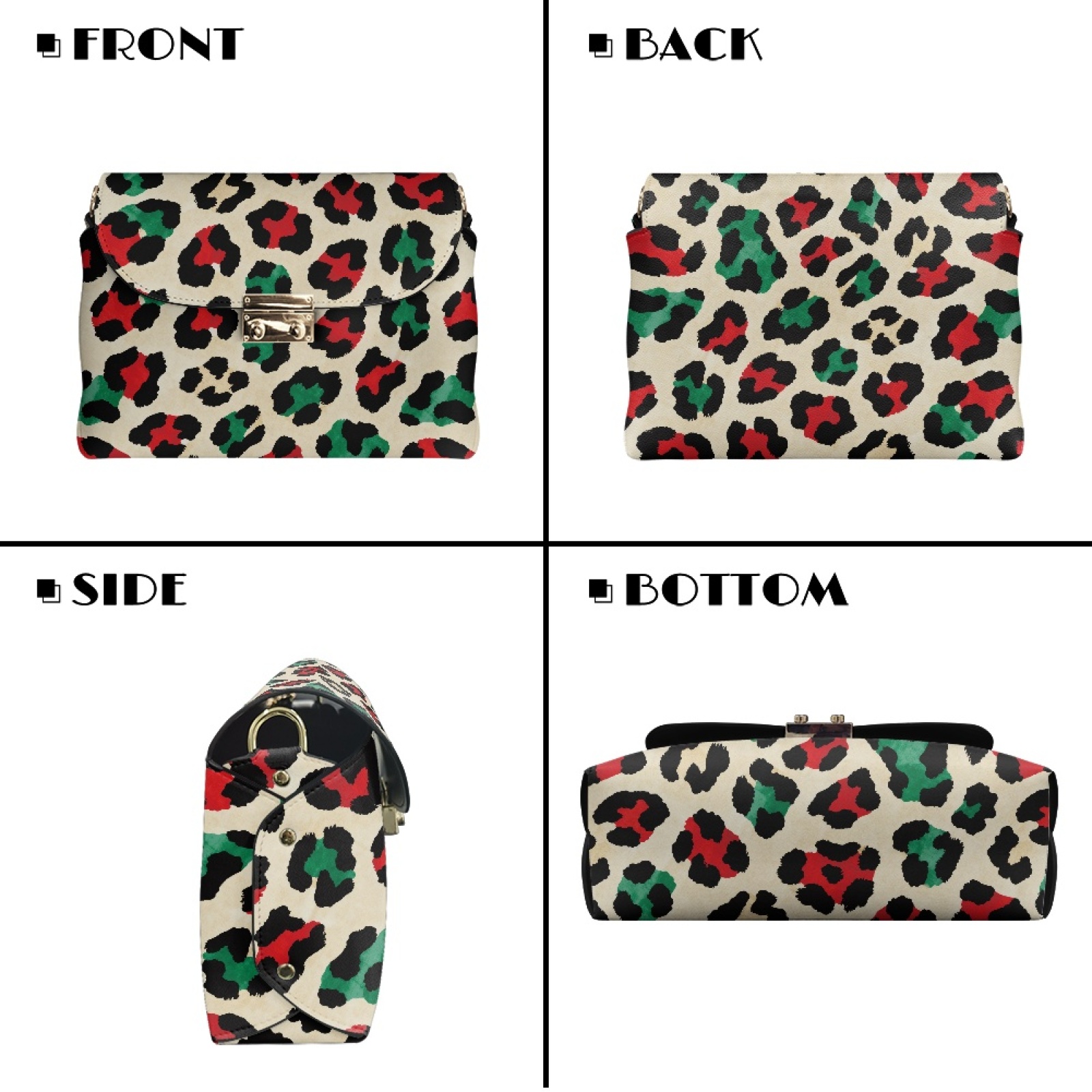 SCRAWLGOD Christmas Leopard Print Small Crossbody Bag Women's Crossbody Purse PU Leather Crossover Shoulder Bag Cross Body Handbags with Small Shoulder Purses