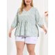 thumbnail image 2 of Blusa floral Agnes Orinda con volantes y péplum cuello en V estampado Ditsy blanco XXL, 2 of 5