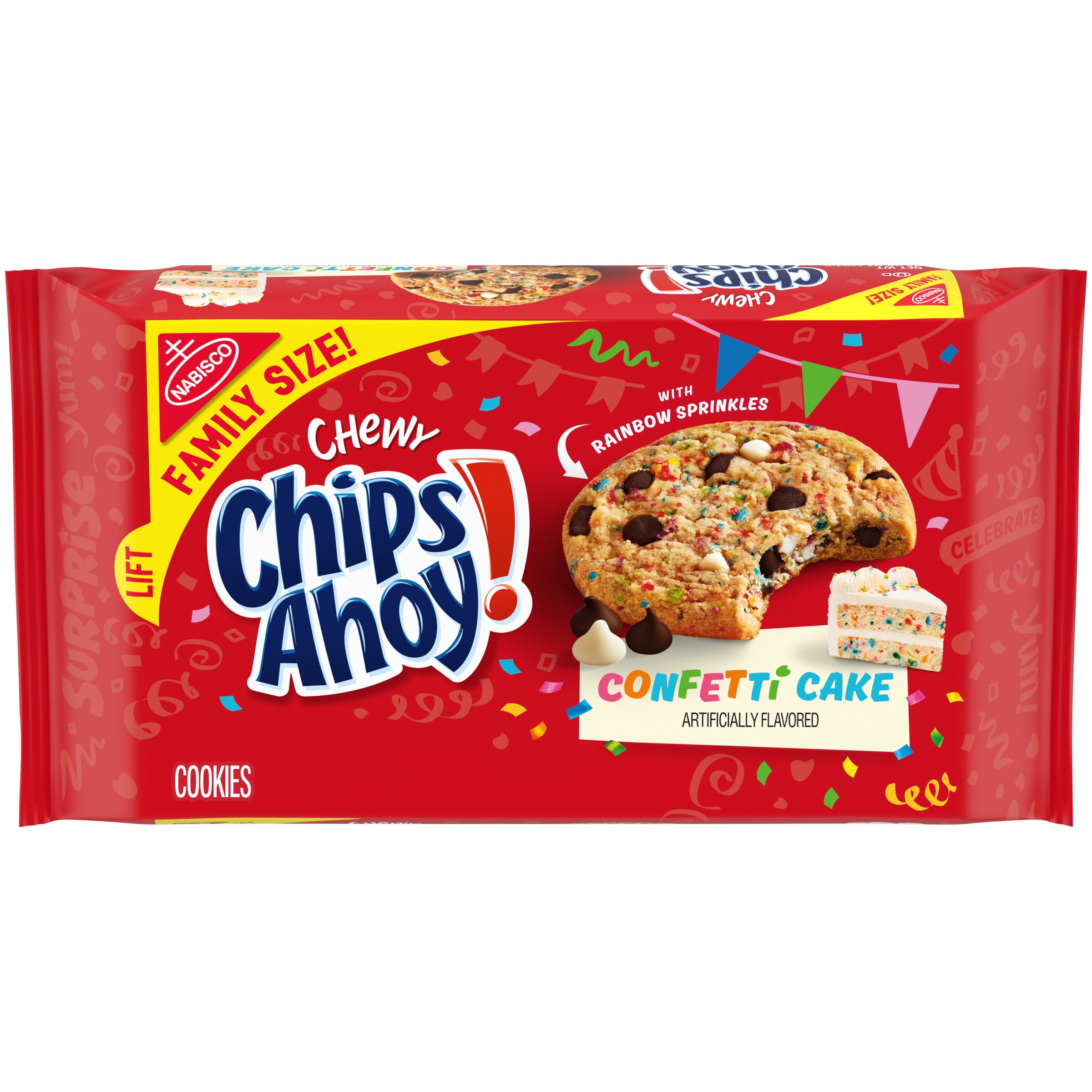 CHIPS AHOY! Chewy Confetti Cake Chocolate Chip Cookies with Sprinkles,  Family Size, 14.38 oz