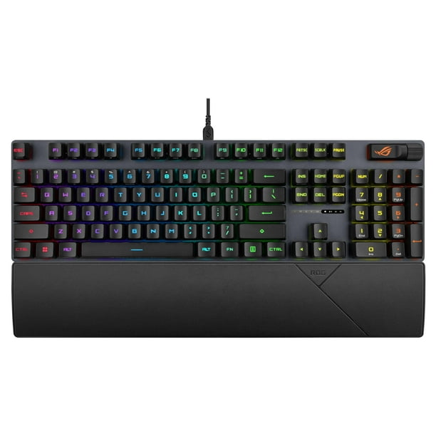 ASUS Teclado para Juegos ROG Strix Scope II RX, IP57, Espuma Humedecedora, Interruptores Ópticos Rojos ROG RX Prelumbrados, Teclas PBT, Controles Multifunción, Teclas de Acceso Directo de la Función d