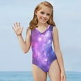 thumbnail image 5 of FOR U DESIGNS Galaxy Girls One Piece Summer Swimsuit Breathable Dancing Gymnastics Leotards for Kids Teens Quick Dry Activewear Sleeveless Bathing Suit Size 5-6, 5 of 8