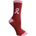 thumbnail image 3 of 60 Pairs of Pink Ribbon Breast Cancer Awareness Ankle/Crew Socks for Women, 3 of 7
