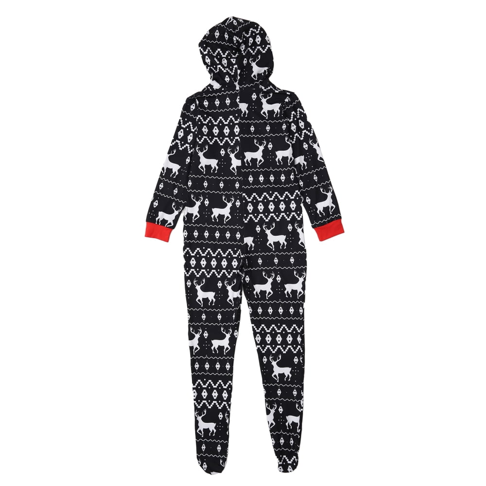 GYRATEDREAM Christmas Family Matching Pajamas Hooded Zipper Onesies Long Sleeve Couple One Piece Sleepwear with Pockets