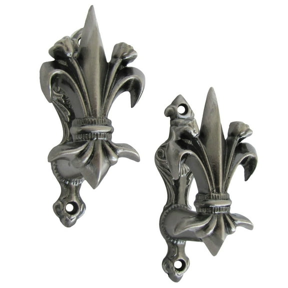 2 Fleur De Lis Wall Mount Weapon Hooks Gun Rifle Holder Knife Sword Hanger Set