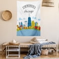 thumbnail image 2 of Landscape Tapestry, Chicago Skyline Cartoon Colorful City View Cityscape Personalized USA American, Wall Hanging for Bedroom Living Room Dorm Decor, 60W X 80L Inches, Multicolor, by Ambesonne, 2 of 5