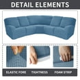 thumbnail image 4 of CJC Corner Stretch Sofa Cover for 5 Seaters, Curved Assembly, 7 Piece Fleece Furniture Protectors, Gray Blue, 4 of 7