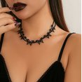 thumbnail image 2 of Gargantilla gótica de mariposa negra, collares góticos de 2 niveles, cadenas punk en capas, collares para disfraces de Halloween para mujeres y niñas, 2 of 5