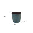 thumbnail image 2 of 9" Blue Recycled Plastic Indoor Outdoor Round Pot Planter, 2 of 5