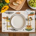 thumbnail image 4 of Sage Green Boho Placemats Set of 6, Geometric Bohemian Color Block Placemats for Dining Table, Place Mats for Kitchen Tabletop, Waterproof Wipeable Dining Table Mats Set, 4 of 9