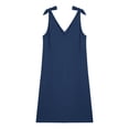 thumbnail image 6 of Miluxas Women's Bow Tie Shoulder Strap Sleeveless Mini Dress Solid V Neck Shirt Short Dress Beach Vacation Outfits Navy, 6 of 9