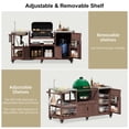 thumbnail image 6 of Harper & Bright Designs Outdoor Kitchen Island with Sink, Solid Wood Outdoor Grill Cart for XL Green Egg Grills, Rolling Outdoor Bar Cart with Stainless Steel Top, for Pizza Prep & BBQ, Brown, 6 of 18