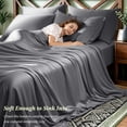 thumbnail image 5 of SONORO KATE 6 Pieces Bamboo Bed Sheets Set, Luxury Rayon Derived - Deep Pockets - Wrinkle Free - Extremely Soft, Queen, Dark Gray, 5 of 9