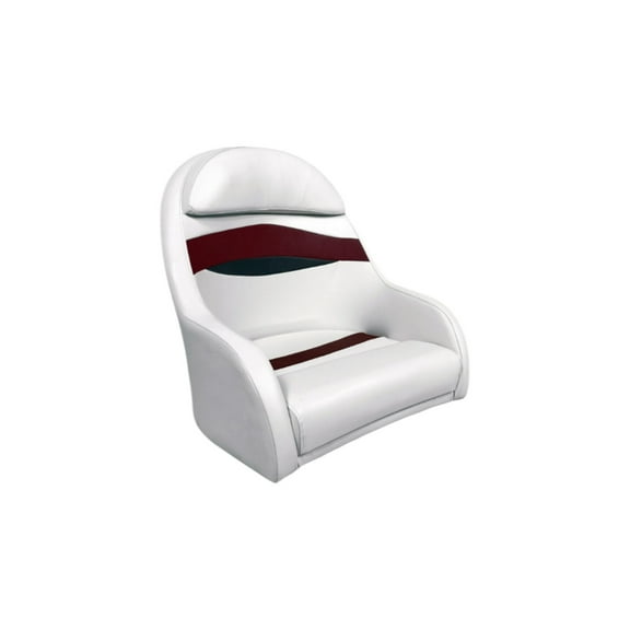 Horizon Manufacturing Elite Series Pontoon Bucket Style Captain Chair 3206-AAEC White/Red/Charcoal