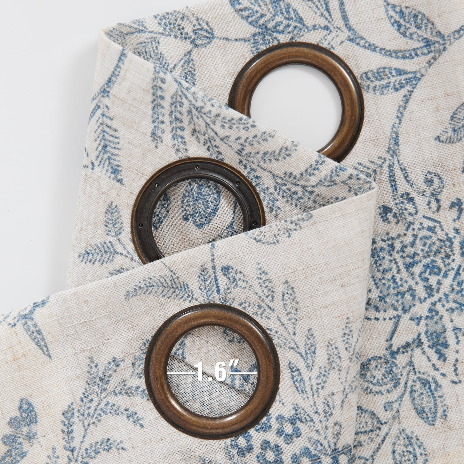 Curtainking Floral Curtains Linen Farmhouse Curtains for Living Room 84 inch Country Curtains Grommet Top Semi Sheer Curtains Light Filtering 2 Panels Blue on Beige