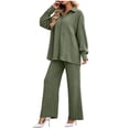 thumbnail image 2 of Zekutng 2 Piece Sets for Women Textured Button Down Shirt Wide Leg Pant 2-Piece Linen Co-ord Set,Sizes S-2XL, 2 of 6